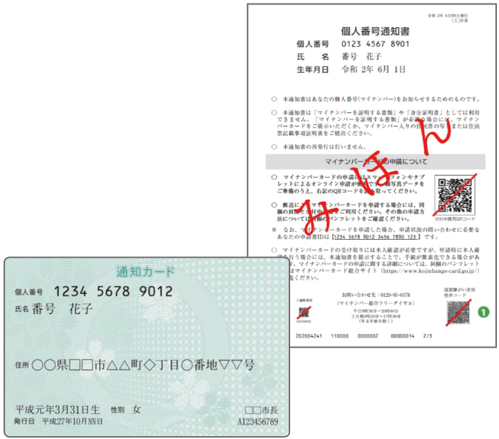 通知カード・個人番号通知書の見本