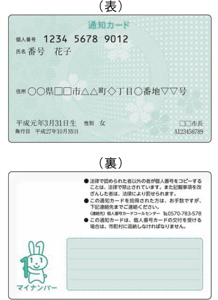 通知カードの見本